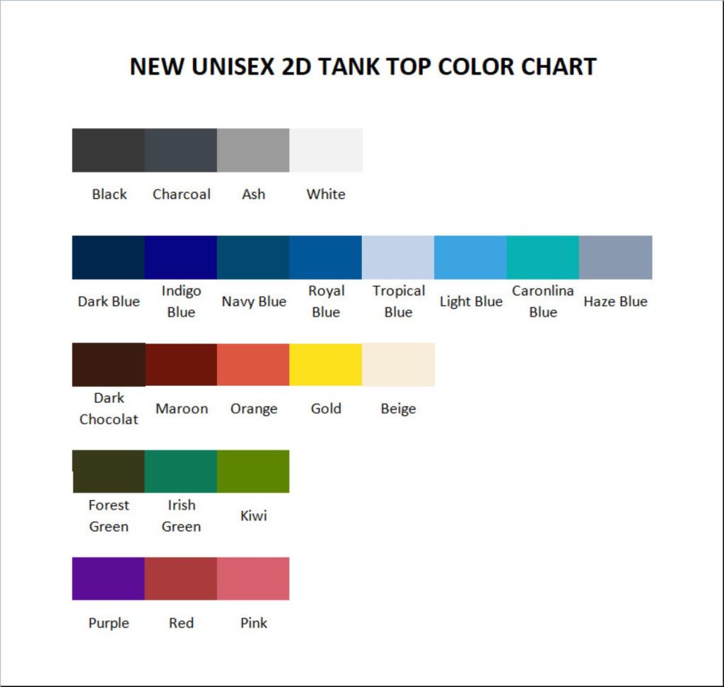 tank top color chart - Devil May Cry Store